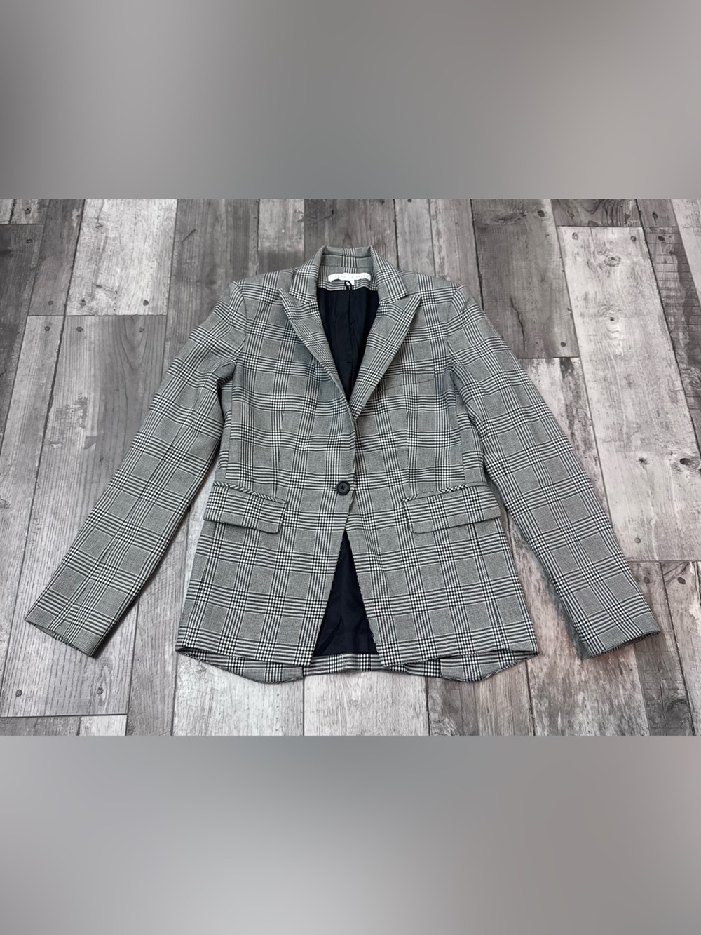 Veronica Beard Black & White Plaid Schoolboy Blazer Size 2 Wool Blend Preppy